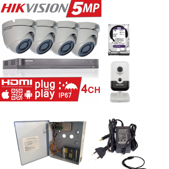 hikvision 5mpixel 5 cams hybrid cctv kit