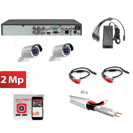 HIKVISION 7204HQHI-K1/a4 PLUS 2 HIKVISION DS-2CE16D0T-IRF PLU 2 MICROPHONE KIT2412