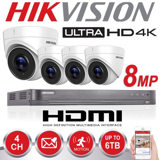 HIKVISION 7204HTHI-K1 PLUS 4 CAMS 8 MPIXEL CCTV KIT 841