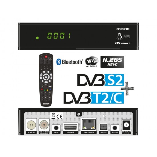 Δορυφορικος δέκτης  EDISION OS NINO+ DVB-S2 + DVB-T2/C COMBO LINUX