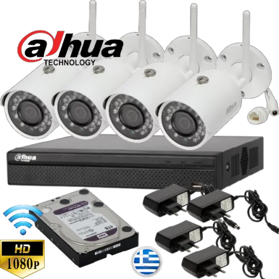 DAHUA  WIRELLESS CCTV KIT 4CH 2MP  NV4404