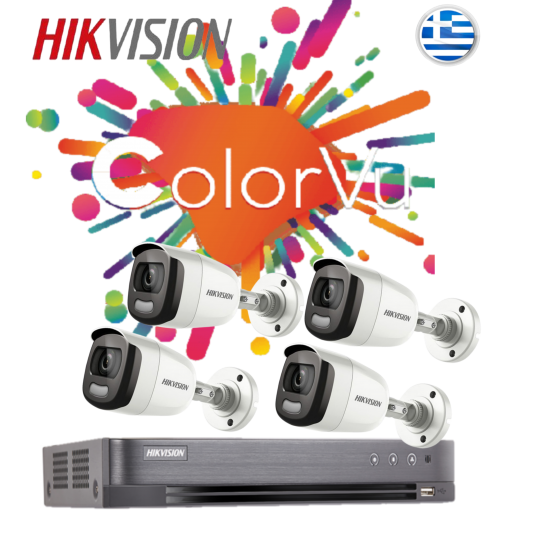 Hikvision COLORVU kit C2401 τεσσάρων καμερών 2mpixel