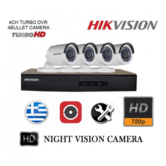 CCTV KIT 17 HIKVISION 7204HGHI-F1 PLUS 4 CAMS HIKVISION DS-2CE16C0T-IRP 