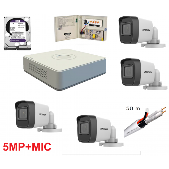 DS-7104HUHI-Κ1 HIKVISION 5 MPIXEL CCTV KIT 5467 με ενσωματωμένα μικρόφωνα DS-7104HUHI-Κ1 HIKVISION 5 MPIXEL CCTV KIT 5467 με ενσωματωμένα μικρόφωνα