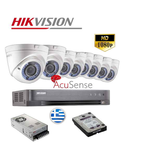 Ηikvision 8 varifocal cam cctv kit 2842 ανα΄λυσης 2 Mpixel