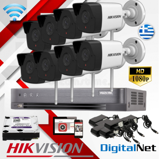 HIKVISION IP WIFI CCTV KIT2801 ασύρματο σύστημα CCTV οκτώ καμερών