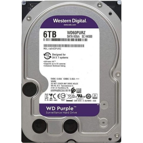Western Digital Purple HDD 6TB 3.5" Σκληρός Δίσκος WD60 PURX